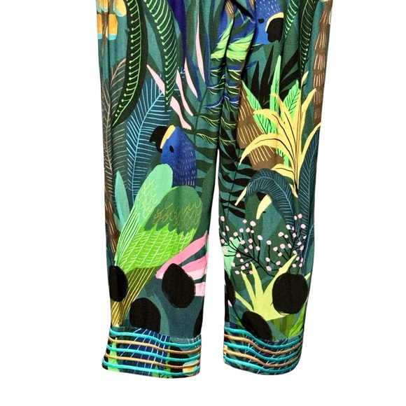 Farm Rio Anthropologie Tropique Tropical Bird Printed Elastic Waist Pants - Picture 12 of 14
